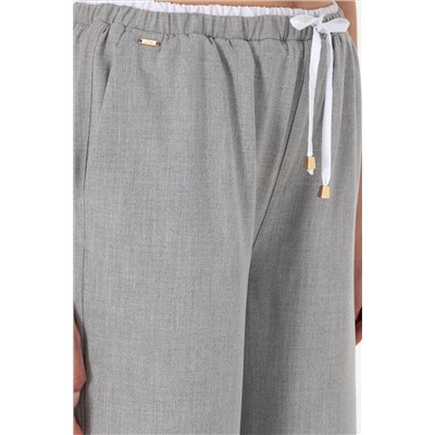 Kadın Gri Bel Detaylı Loose Fit Kanvas Pantolon