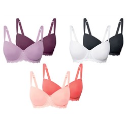 ESMARA® Lingerie T-Shirt BH, 2 Stück, gepolsterte Cups, verstellbare Träger, mit Elasthan