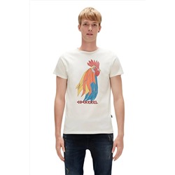 Bad Bear, Cockerel T-shirt Off-white Beyaz Baskılı Erkek Tişört