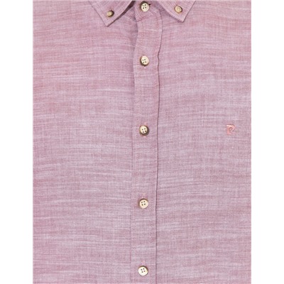 Bordo Slim Fit Keten Görünümlü Gömlek