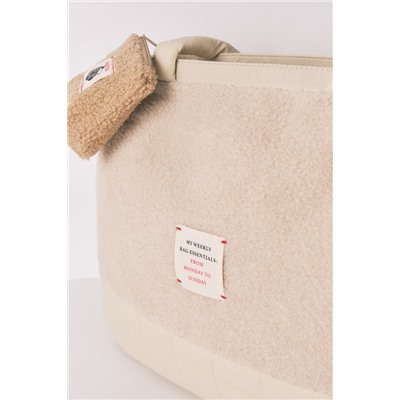 Bolso grande acolchado beige Snoopy