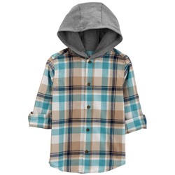 Kid Plaid Hooded Button-Front Shirt