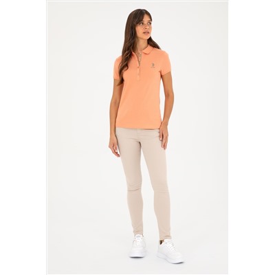 Kadın Somon Basic Polo Yaka Tişört