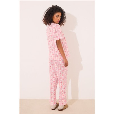 Pijama camisero Capri 100% algodón flores