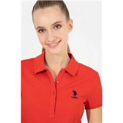 Kadın Kırmızı Basic Polo Yaka Tişört