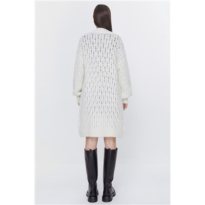 Cárdigan largo de lana, mohair y alpaca Blanco