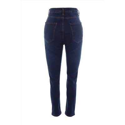 Koyu Mavi Yüksek Bel Esnek Skinny Jeans TBBAW23JE00000