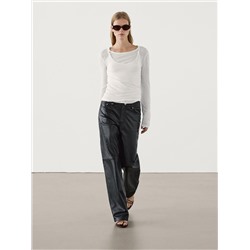 Pantalón piel napa straight fit