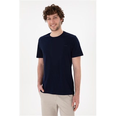 Erkek Regular Fit Bisiklet Yaka Lacivert Basic Tişört