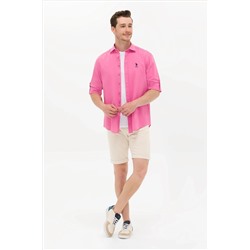 Erkek Pembe Uzun Kollu Basic Gömlek