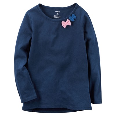 Long-Sleeve Bow Embellished Tee