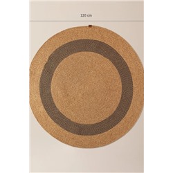 Alsace Yuvarlak Kilim - Naturel/Siyah - 120 cm
