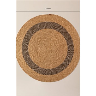 Alsace Yuvarlak Kilim - Naturel/Siyah - 120 cm