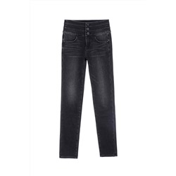 Vaquero slim fit de tiro alto Negro