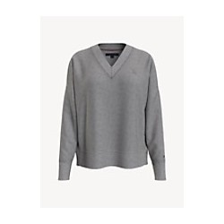 TOMMY HILFIGER V-NECK MONOGRAM SWEATER