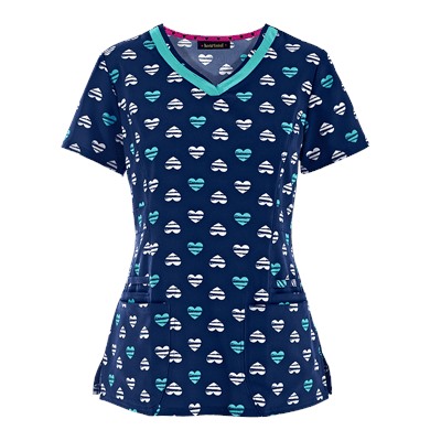 heartsoul Scrubs She's A Heart Breaker Print Top