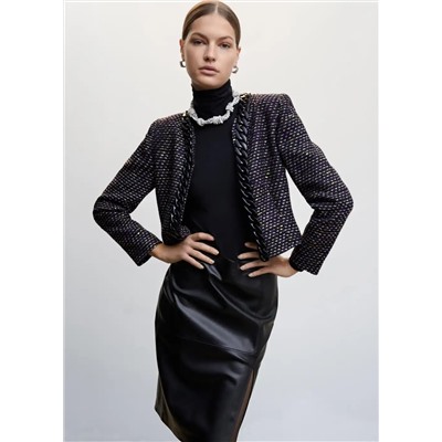 Chaqueta tweed cadena -  Mujer | MANGO OUTLET Melilla