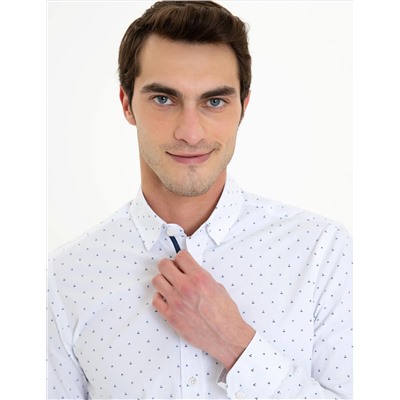 Lacivert Slim Fit Uzun Kollu Gömlek
