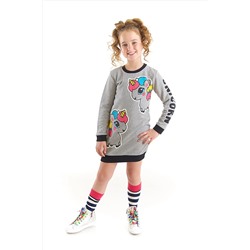 Denokids Unicorn Kız Çocuk Gri Sweat Elbise CFF-22S1-047