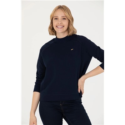 Kadın Lacivert Bisiklet Yaka Sweatshirt