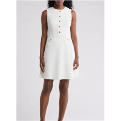 Sleeveless Basket Knit A-Line Dress