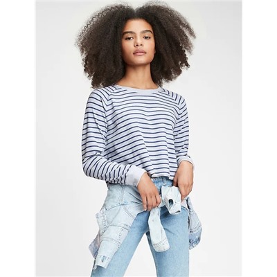 Teen Cropped Waffle-Knit Shirt