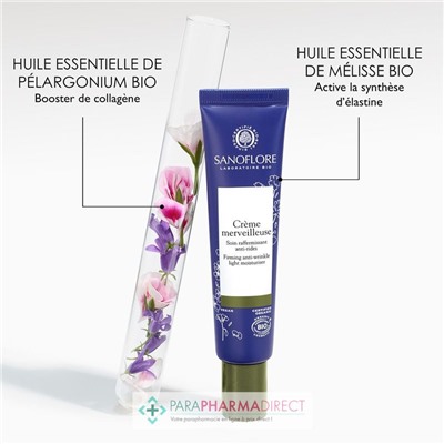 Sanoflore Crème Merveilleuse Légère - Soin de Jour Lissant Anti Rides BIO 40 ml (péremption 01/2024)