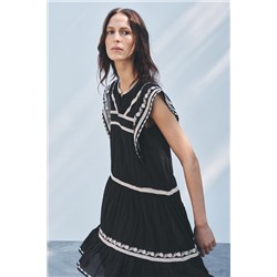 ZW COLLECTION CONTRAST EMBROIDERY DRESS