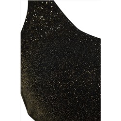 Siyah Simli Kumaş Bralette Büyük Beden Bikini Üstü TBBSS23CT00010