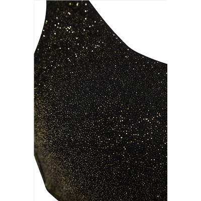 Siyah Simli Kumaş Bralette Büyük Beden Bikini Üstü TBBSS23CT00010