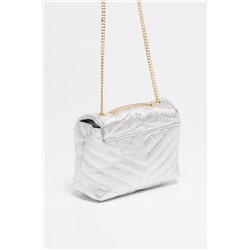 Bandolera de piel Mini Vivi Plateado