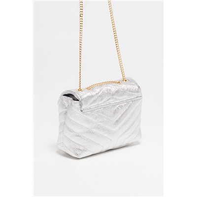 Bandolera de piel Mini Vivi Plateado