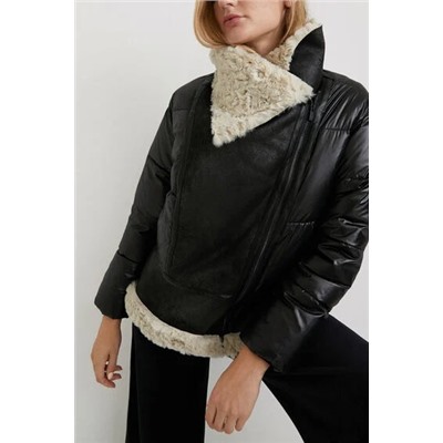 Chaqueta biker oversize acolchada borreguito