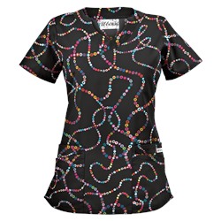 UA Life Saver Black Print Scrub Top