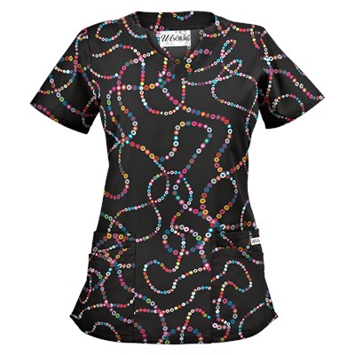 UA Life Saver Black Print Scrub Top