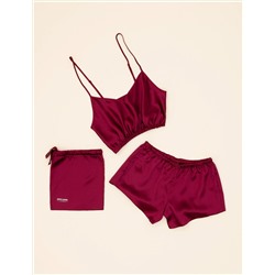 Bordo Şortlu Pijama Takım