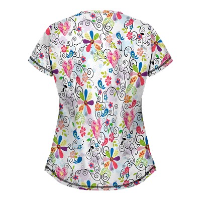 UA Song From the Heart Black Print Scrub Top