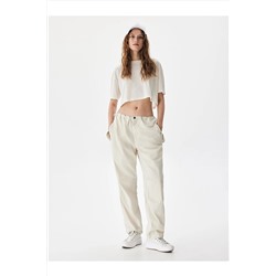 Ltb Kırcıllı Crop Beyaz T-shırt 012238001060884