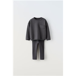 PLAIN PLUSH SWEATSHIRT AND LEGGINGS CO-ORD