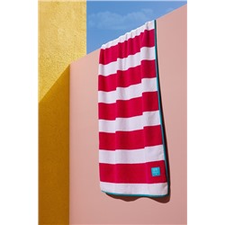 Biasse %100 Pamuk Plaj Havlusu - Beyaz/Fuşya - 70x150 cm