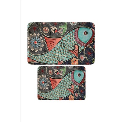 Monnhein Sevimli Baskılı 2'li Banyo Paspası Seti - Kaymaz Tabanlı, Makinada Yıkanabilir, 50x80cm Ve 40x60cm 8F-TKMBP-J0YG