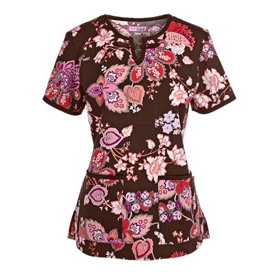 koi Scrubs Renaissance Floral Print Top