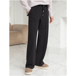 Прямые трикотажные брюки на резинке из футера двухнитки эластичные