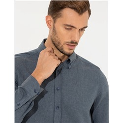 Lacivert Slim Fit Uzun Kollu Gömlek