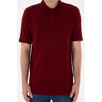 Erkek Regular Fit Polo Yaka Bordo Basic Tişört