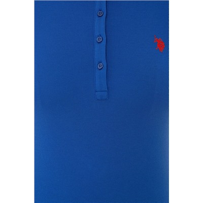 Kadın Saks Basic Polo Yaka Tişört