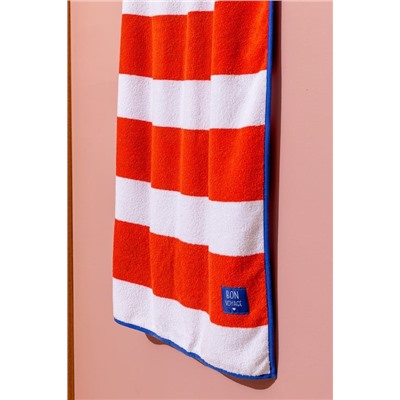 Biasse %100 Pamuk Plaj Havlusu - Beyaz/Turuncu - 70x150 cm