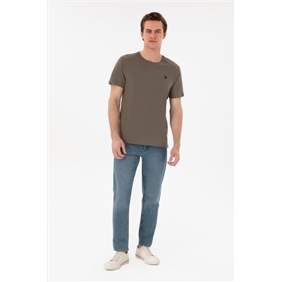 Erkek Regular Fit Bisiklet Yaka Vizon Basic Tişört