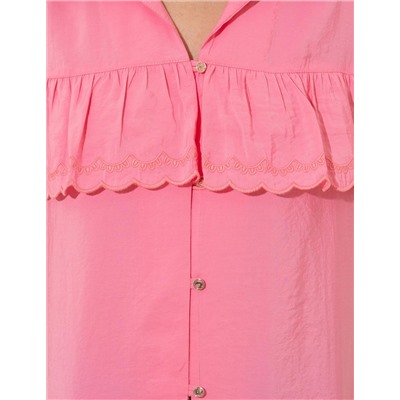 Fuşya Crop Top Kısa Kollu Gömlek