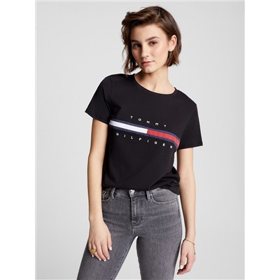 TOMMY HILFIGER FLAG STRIPE LOGO T-SHIRT